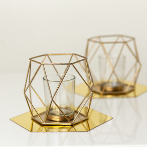 świecznik geometryczny złoty