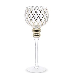 ŚWIECZNIKI NA NÓŻCE ZŁOTE 35 cm